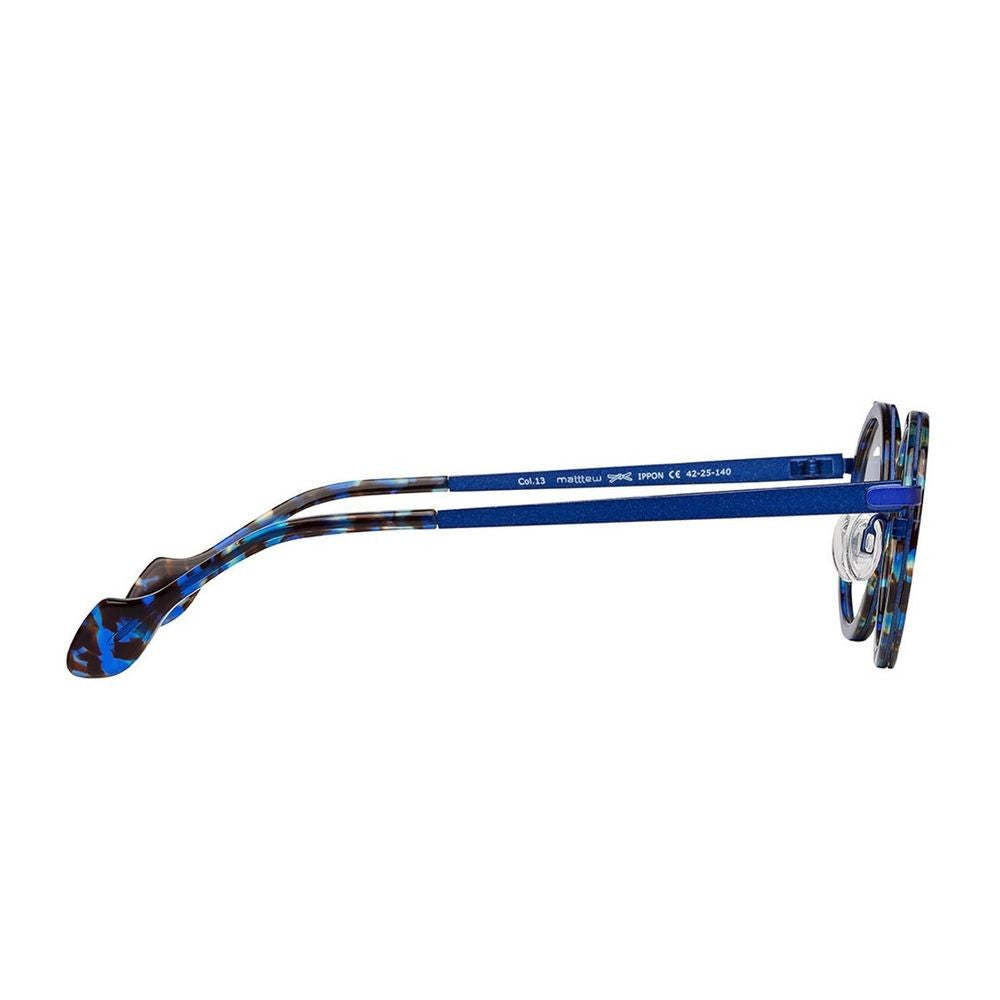 Matttew Ippon Geometric Celluloid Sunglasses With Blue Accents