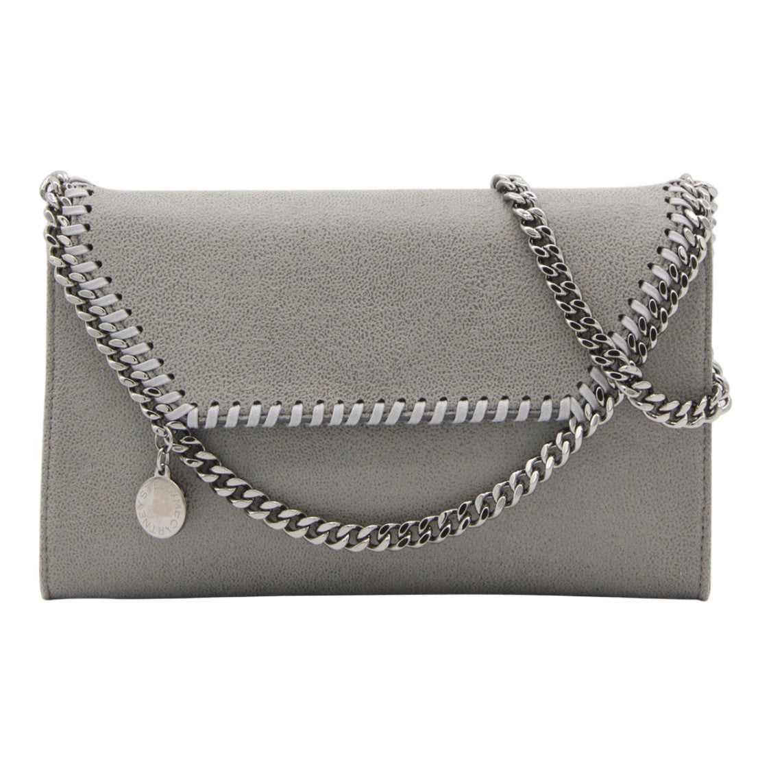 Stella Mccartney Textured Grey Rectangular Bag With Whipstitch Details