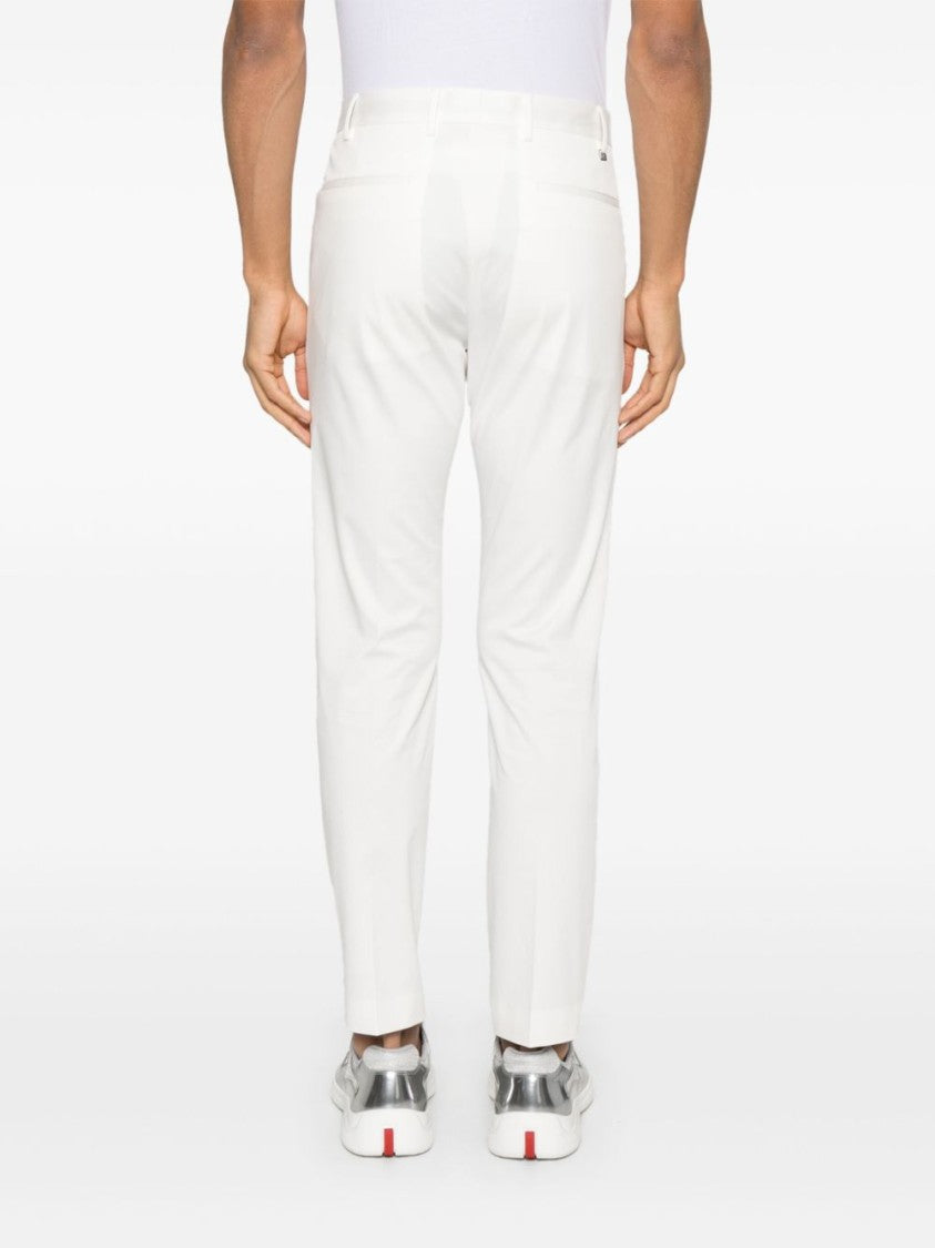 Pt Torino Tailored White Trousers With Concealed Fastening