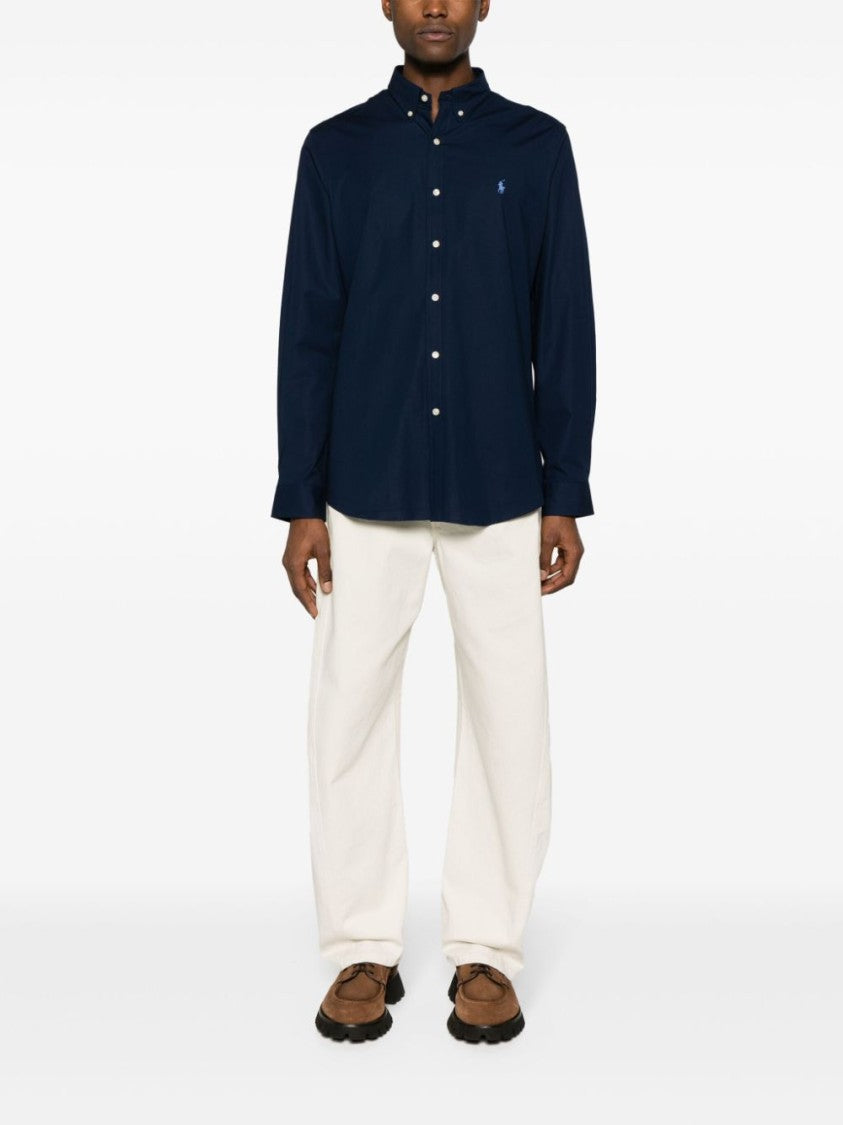 Polo Ralph Lauren Tailored Blue Shirt With Button-Down Collar