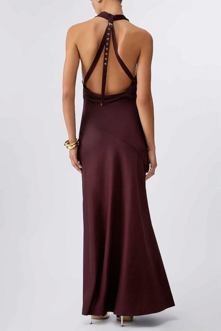 Liu Jo Long Viscose Satin Open Back Dress