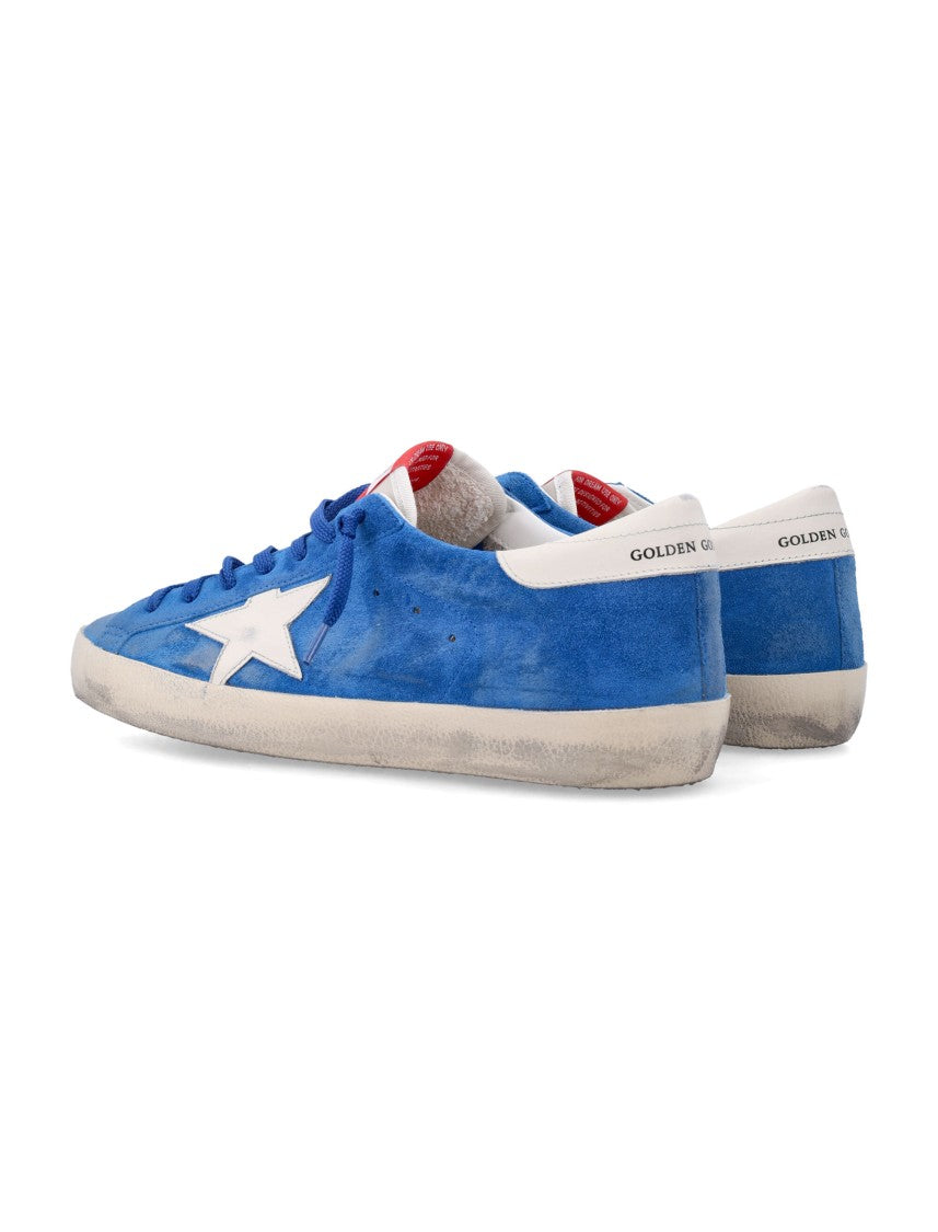 Golden Goose Distressed Blue Suede Low-Top Sneakers With Contrasting Elements