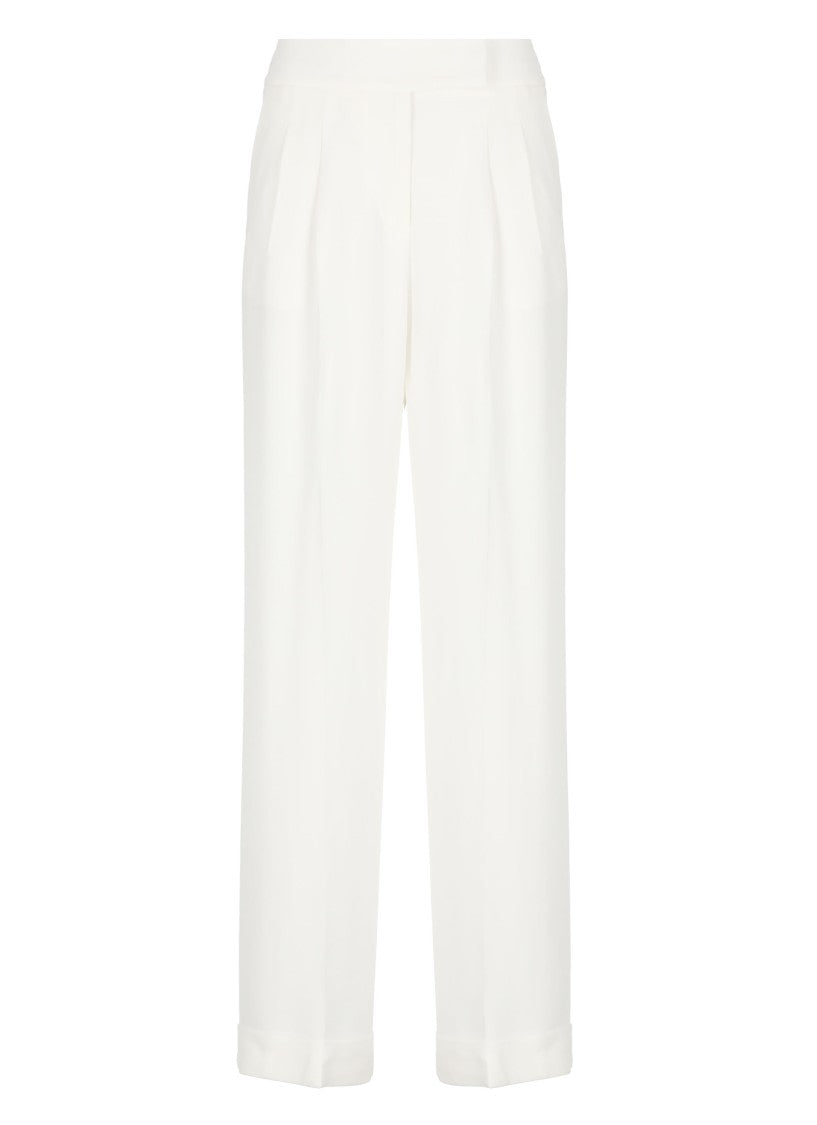 Peserico White Viscose Palazzo Trousers