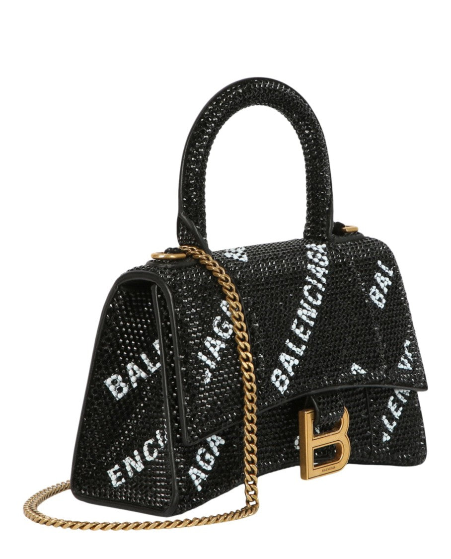 Balenciaga Hourglass Xs Top Handle Bag With Strass Logo Design