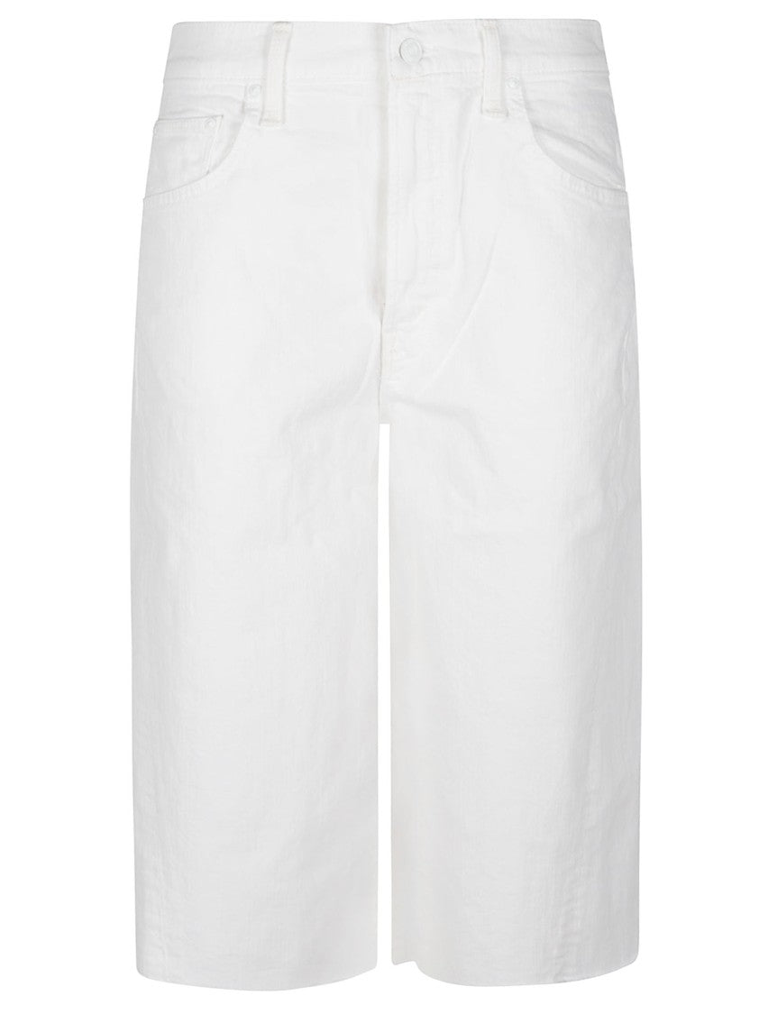 Mother The Whole Lot Zip Twist Fray Stretch Denim Shorts