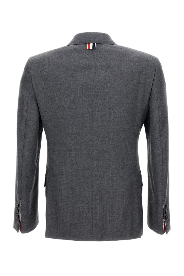 Thom Browne Tailored Grey Jacket With Flap Pockets And Contrasting Lining