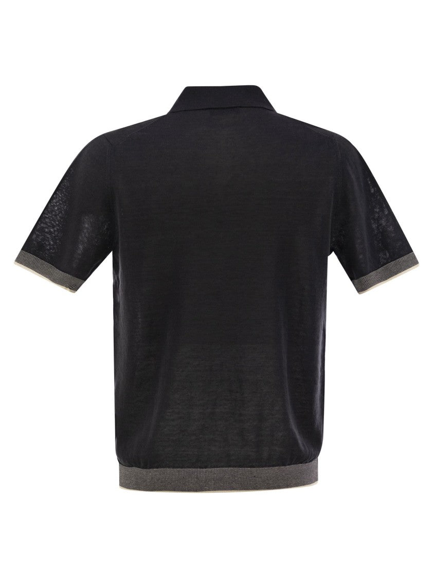 Peserico Polo Shirt In Linen And Cotton Yarn