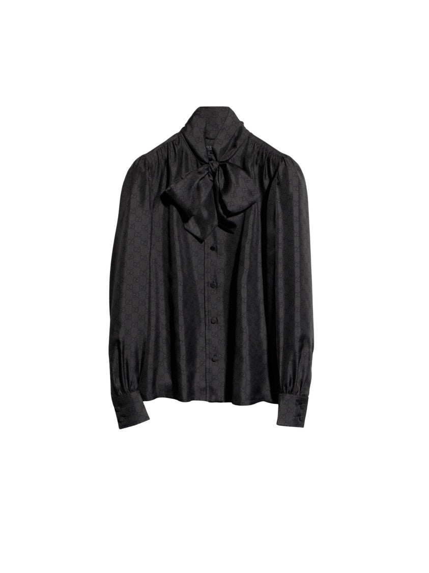 Gucci Original Gg Allover Print Silk Twill Shirt