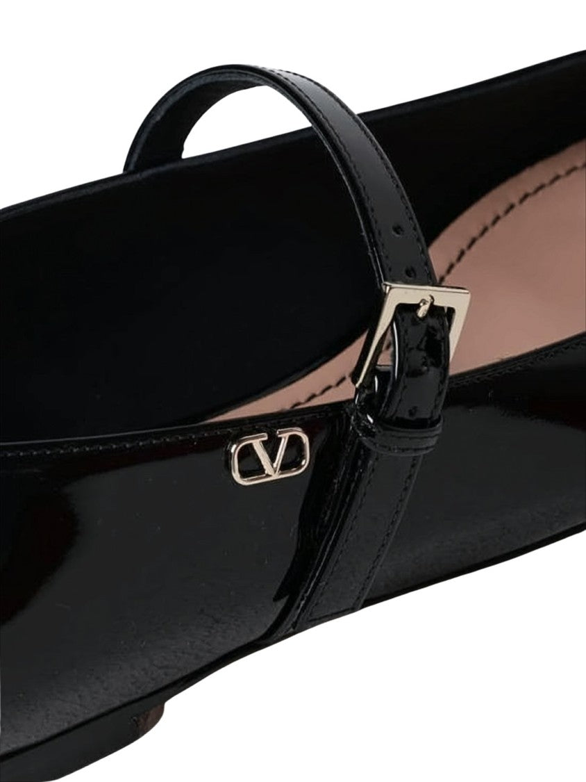 Valentino Garavani Black Patent Leather Flats With Bow Detail