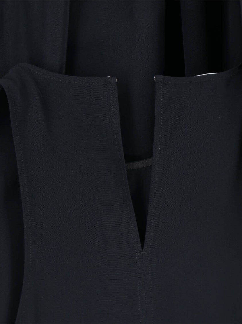 Filippa K Black Scarf Hem Asymmetrical Midi Dress