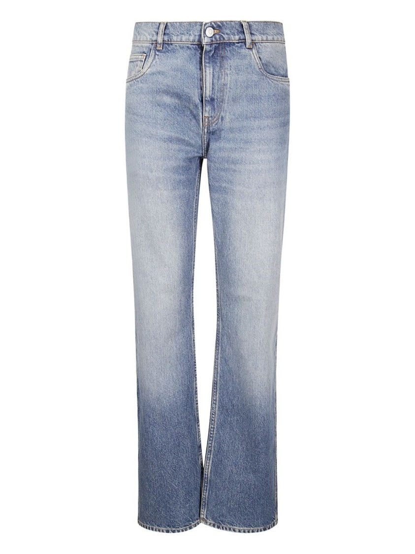 Coperni Blue Faded Wash Leather Belt Jeans