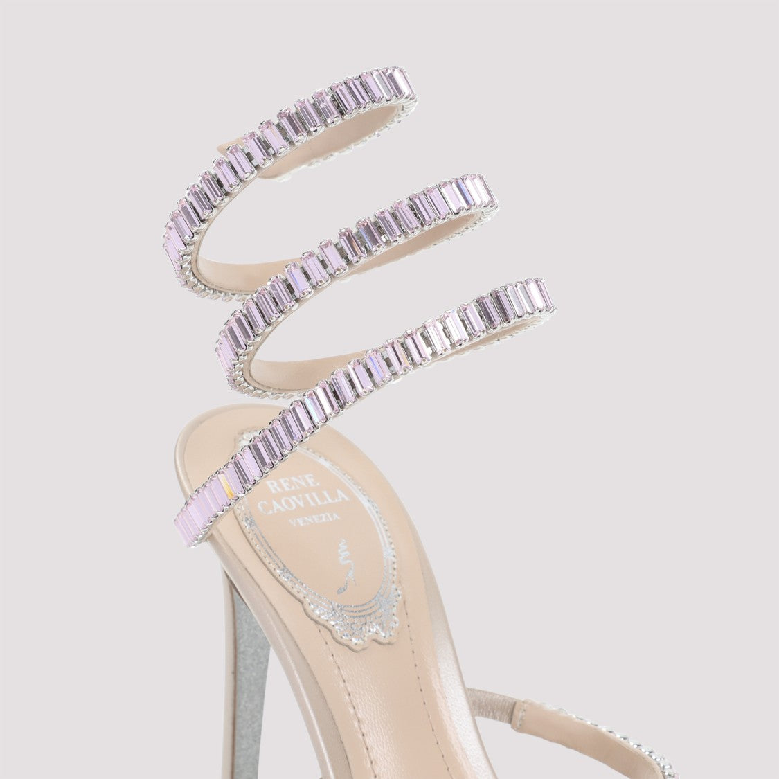 René Caovilla Nude Beige Leather Sandal