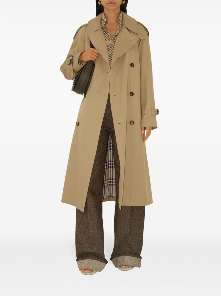 Burberry Belted Beige Trench Coat With Classic Plaid Lining