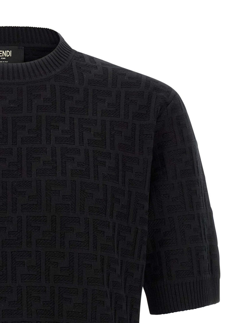 Fendi Ff Logo Patterned Cotton Yarn Sweater