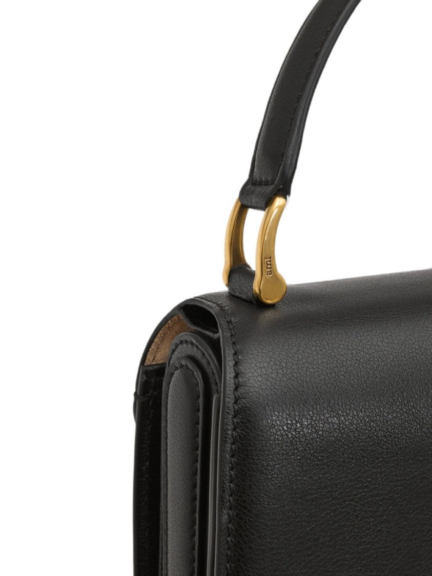 Ami Paris Rectangular Gold-Emblem Silk-Nylon Handbag