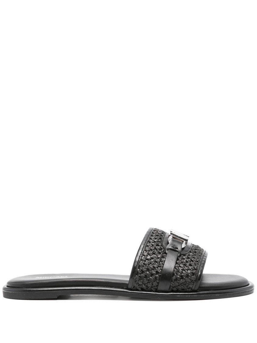 Michael Kors Woven Upper Mules With Metallic Accent