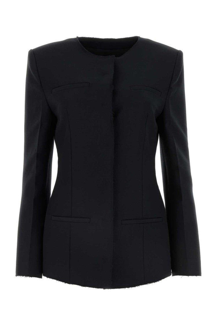 Msgm Black Stretch Polyester Blend Blazer
