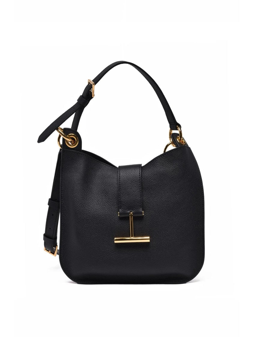 Tom Ford Black Leather Bar Shoulder Bag