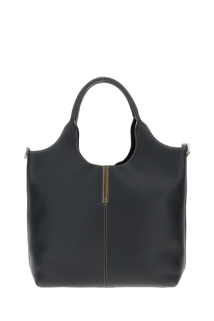 Tod's Calfskin Leather Bag With Removable Shoulder Strap And Engraved Details