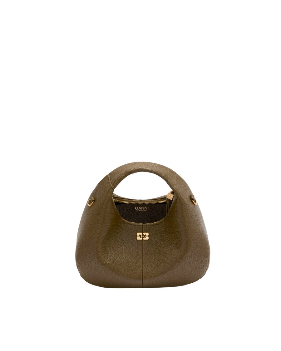 Ganni Military Olive Mini Hobo Polyurethane Bag