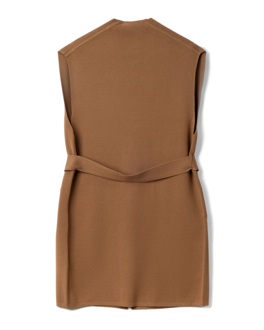 Max Mara Sleeveless Deep V-Neck Waist Belt Top