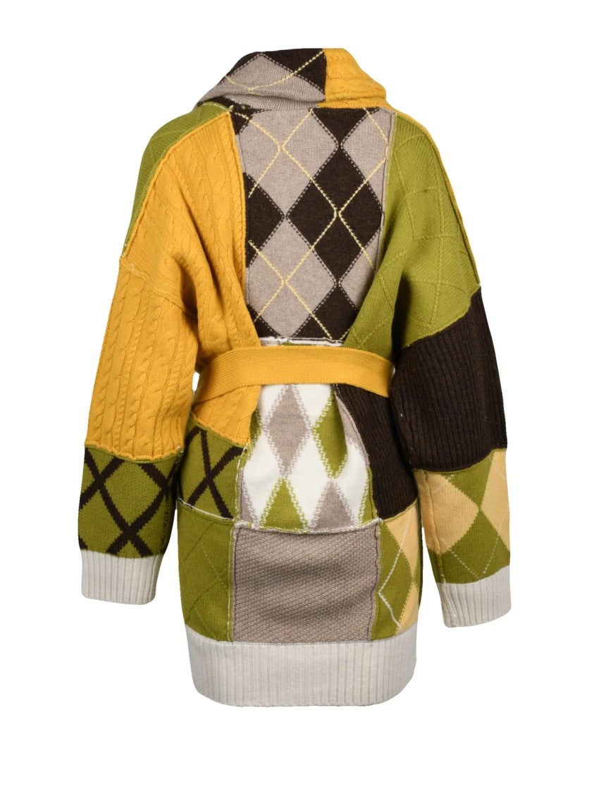 Ballantyne Yellow-Green Wool Belted Cardigan