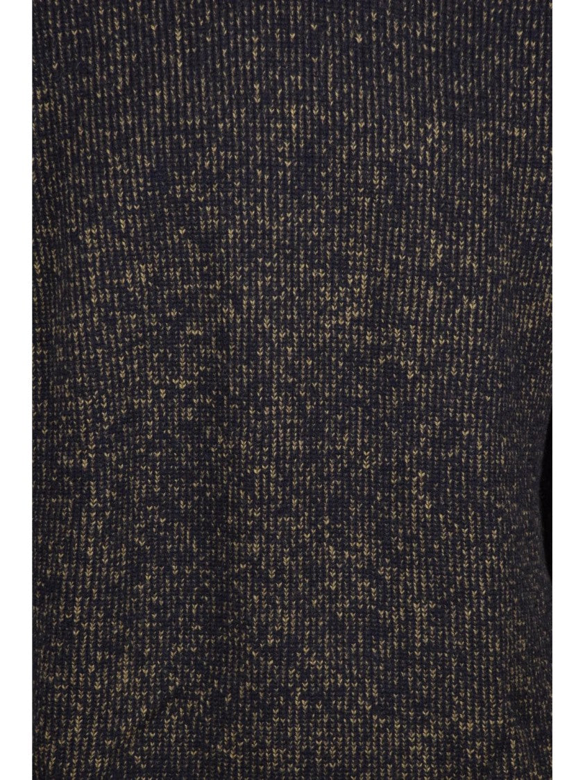 Bob Dark Tones Virgin Wool Textured Crewneck Sweater