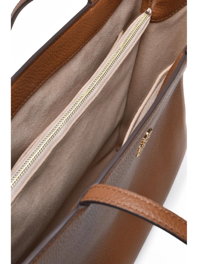 Tory Burch Structured Calfskin Leather Tote Bag With Suede Interior
