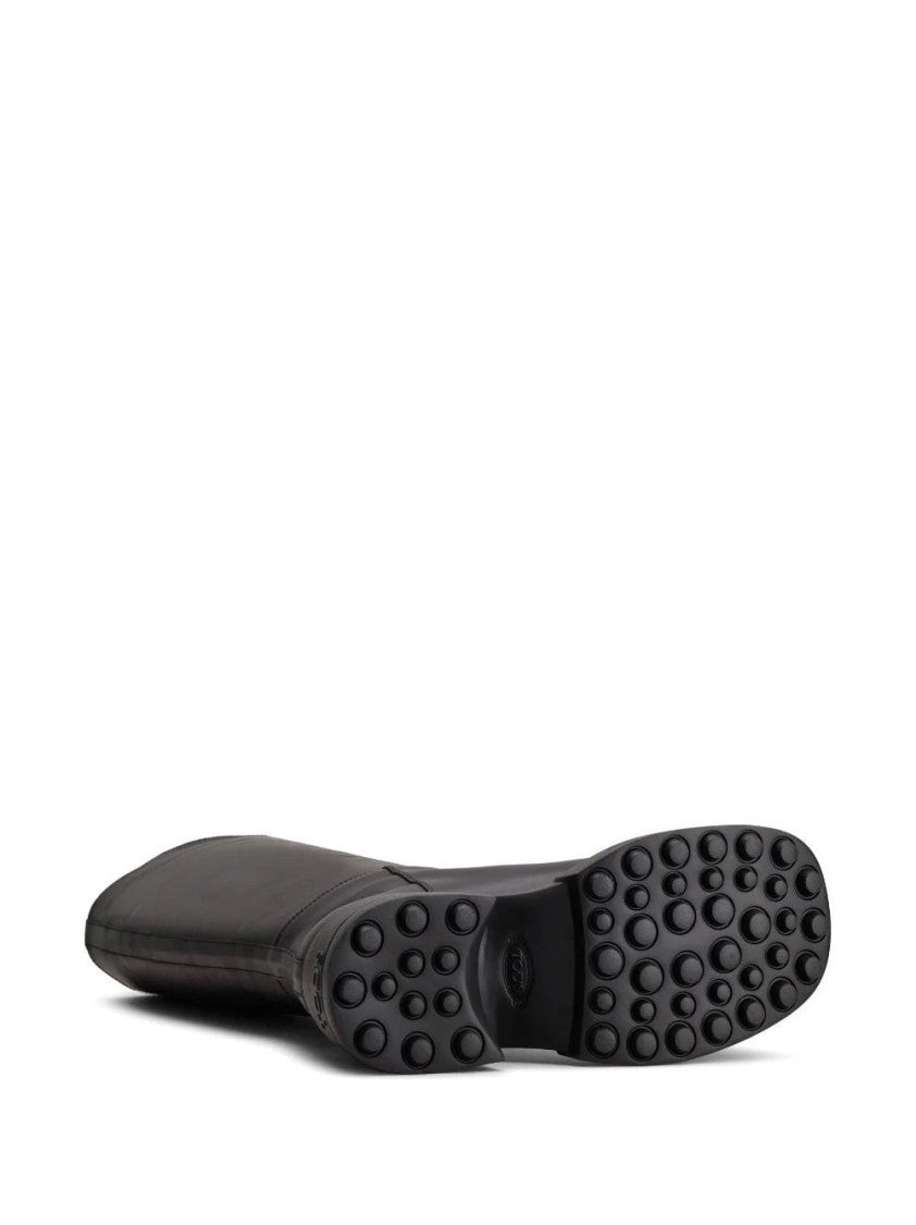 Tod's Minimalist Closed Long Boots With Textured Sole