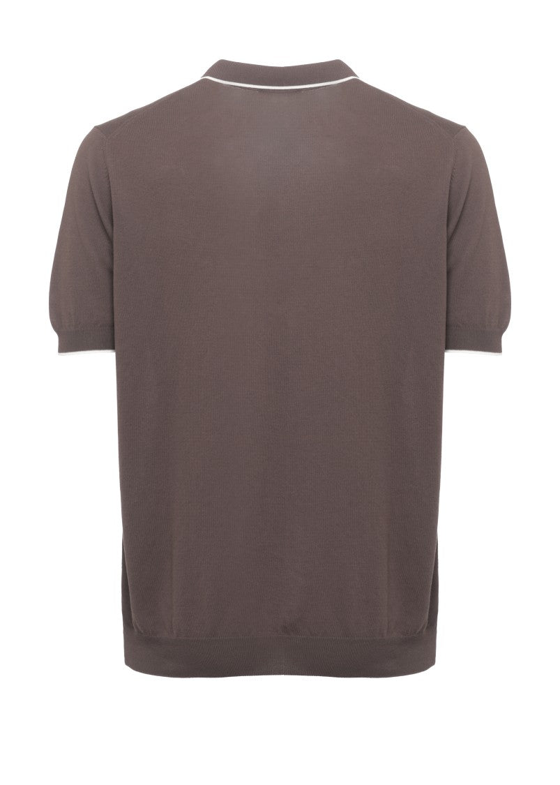 Fay Brown Cotton Embroidered Polo Shirt