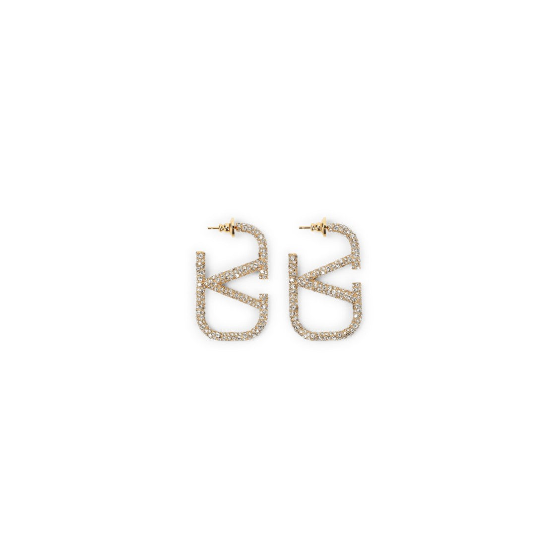Valentino Garavani Geometric Brass Earrings With Crystal Accents