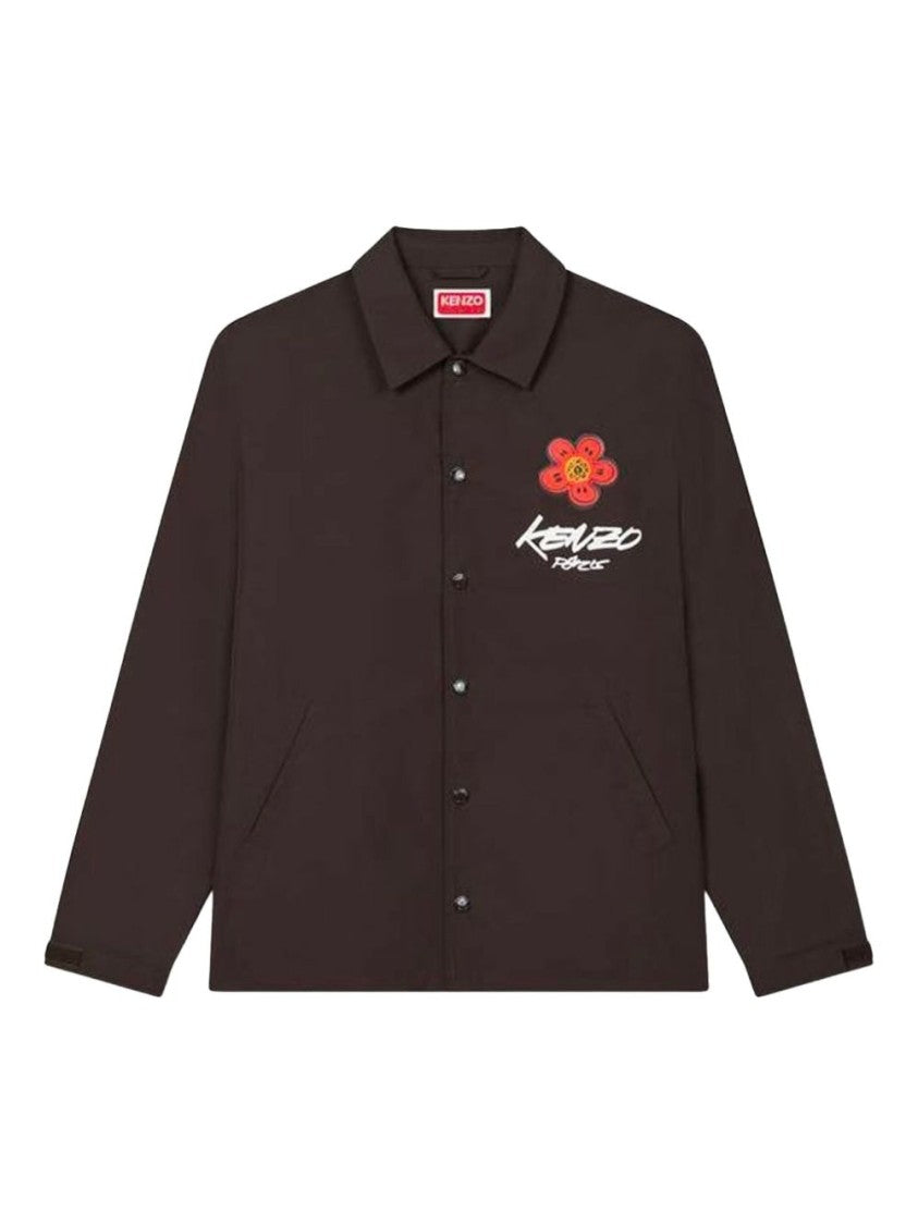 Kenzo Shirt Jacket With Floral Embroidery And Signature Detail