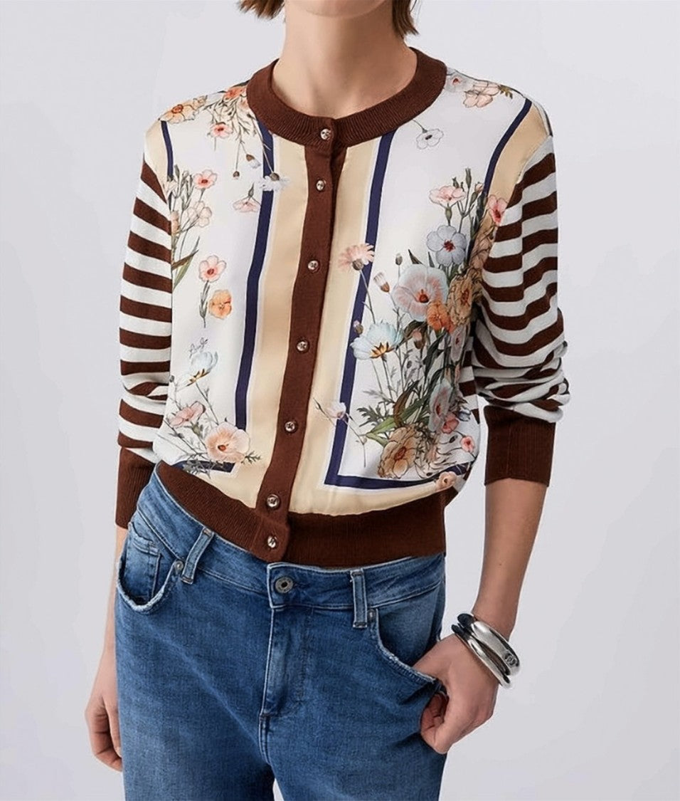 Liu Jo Striped Twill Insert Knitwear Cardigan