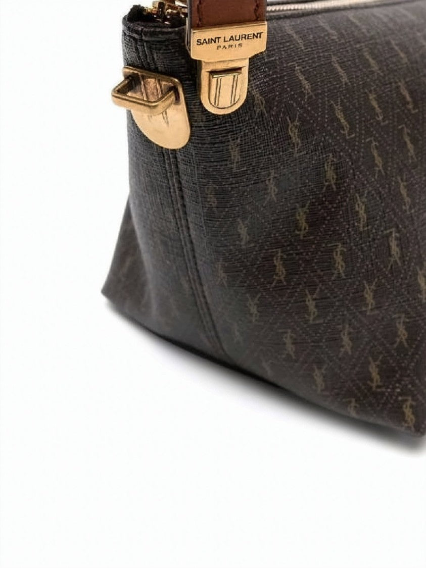 Saint Laurent Structured Crossbody Bag With Monogram Detailing And Gold-Tone Accents