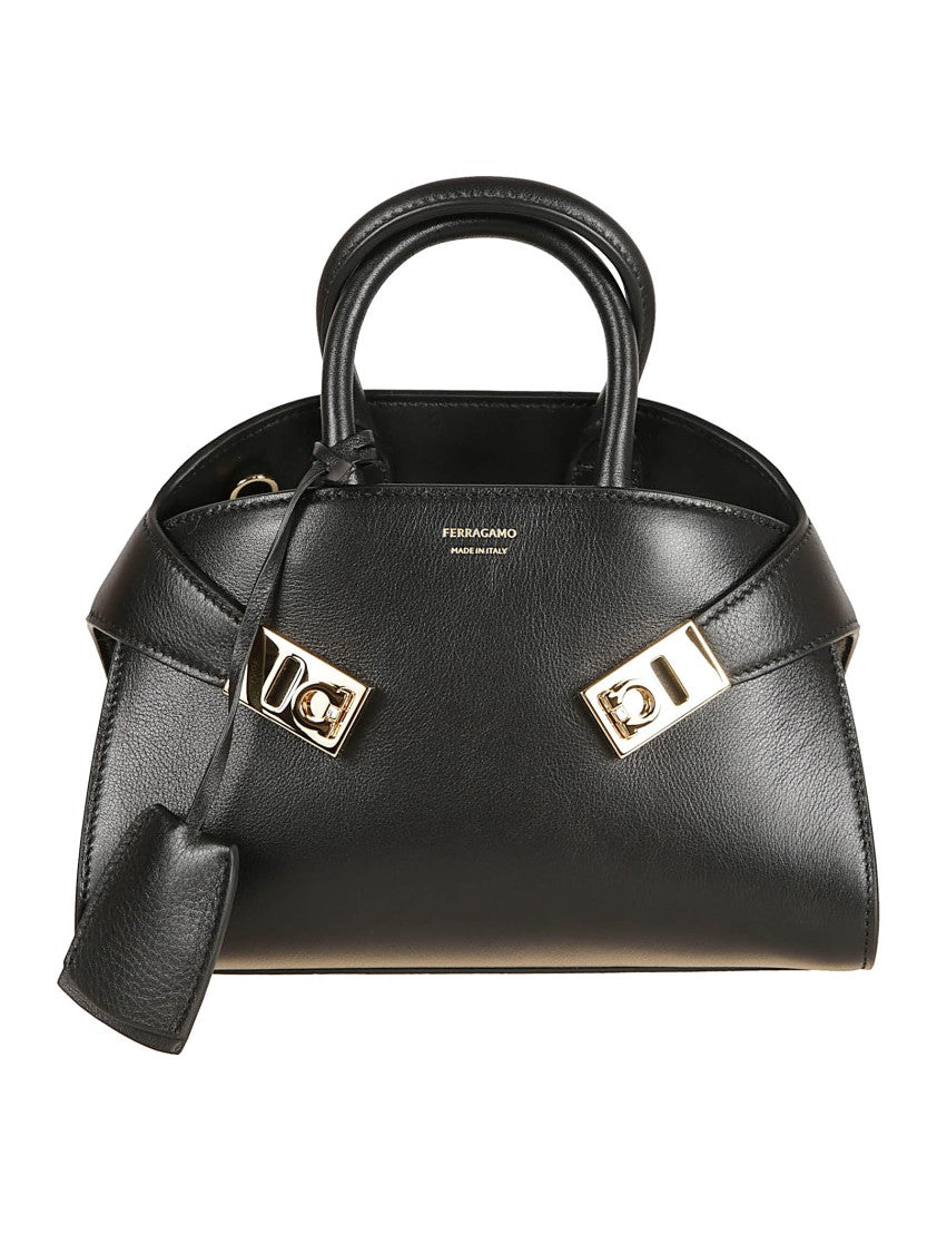 Ferragamo Lightly Hammered Calfskin Handbag With Gancini Accents