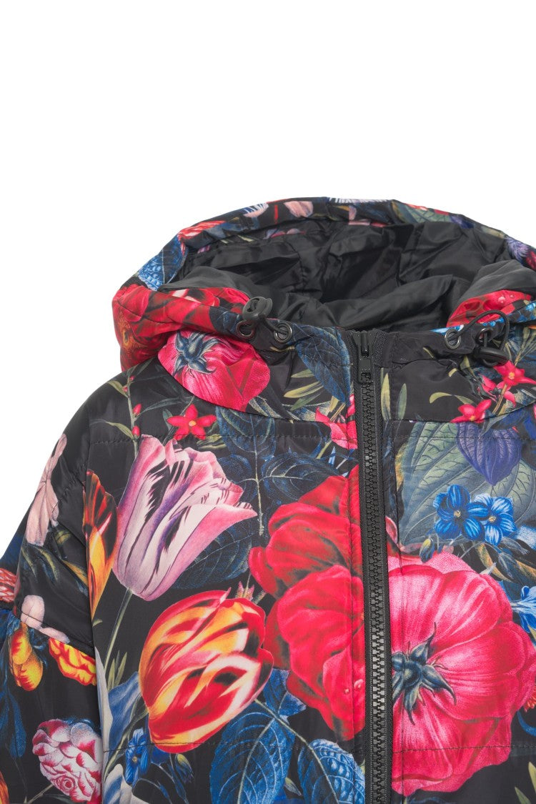 Sittingsuits Quilted Floral Print Coat With Oversized Silhouette