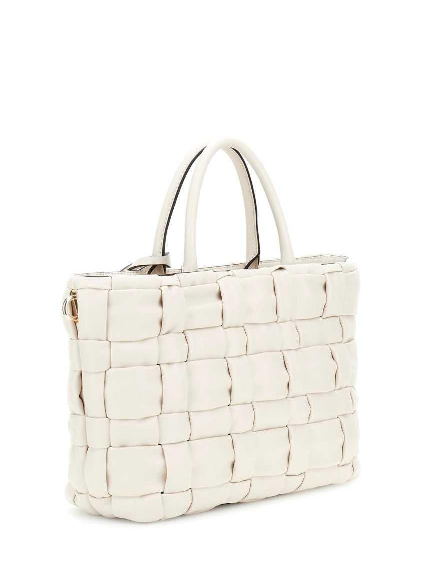 Guess Woven Faux Leather Handbag With Gold-Tone Hardware