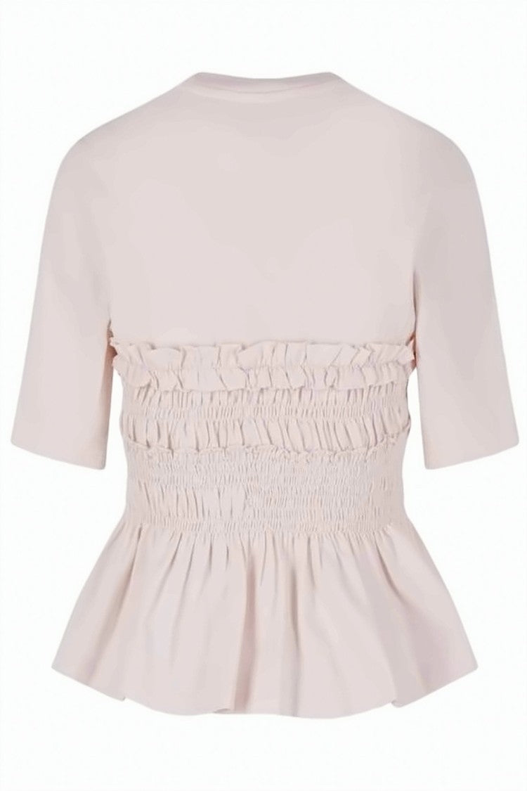 Cecilie Bahnsen Short-Sleeved Fitted Top With Ruffle Details