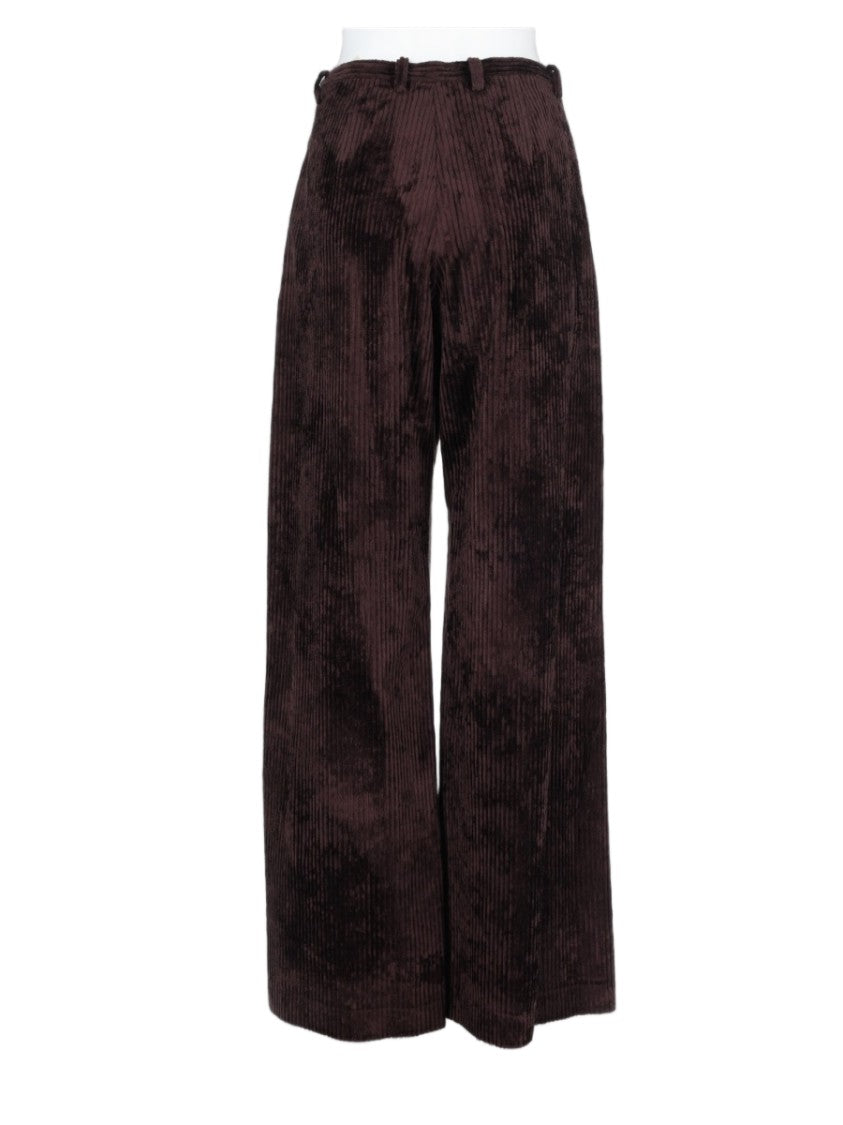 Alysi Brown High-Waisted Corduroy Wide-Leg Pants