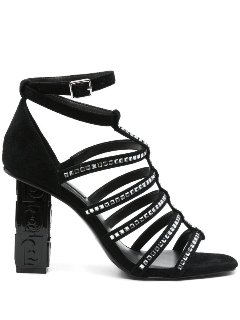 Liu Jo Black Sandals With Striking Embellishments And Block Heel