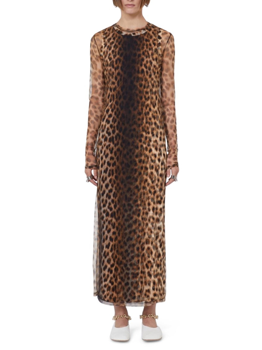 Max Mara Midi-Length Jersey Dress With Bold Leopard Print