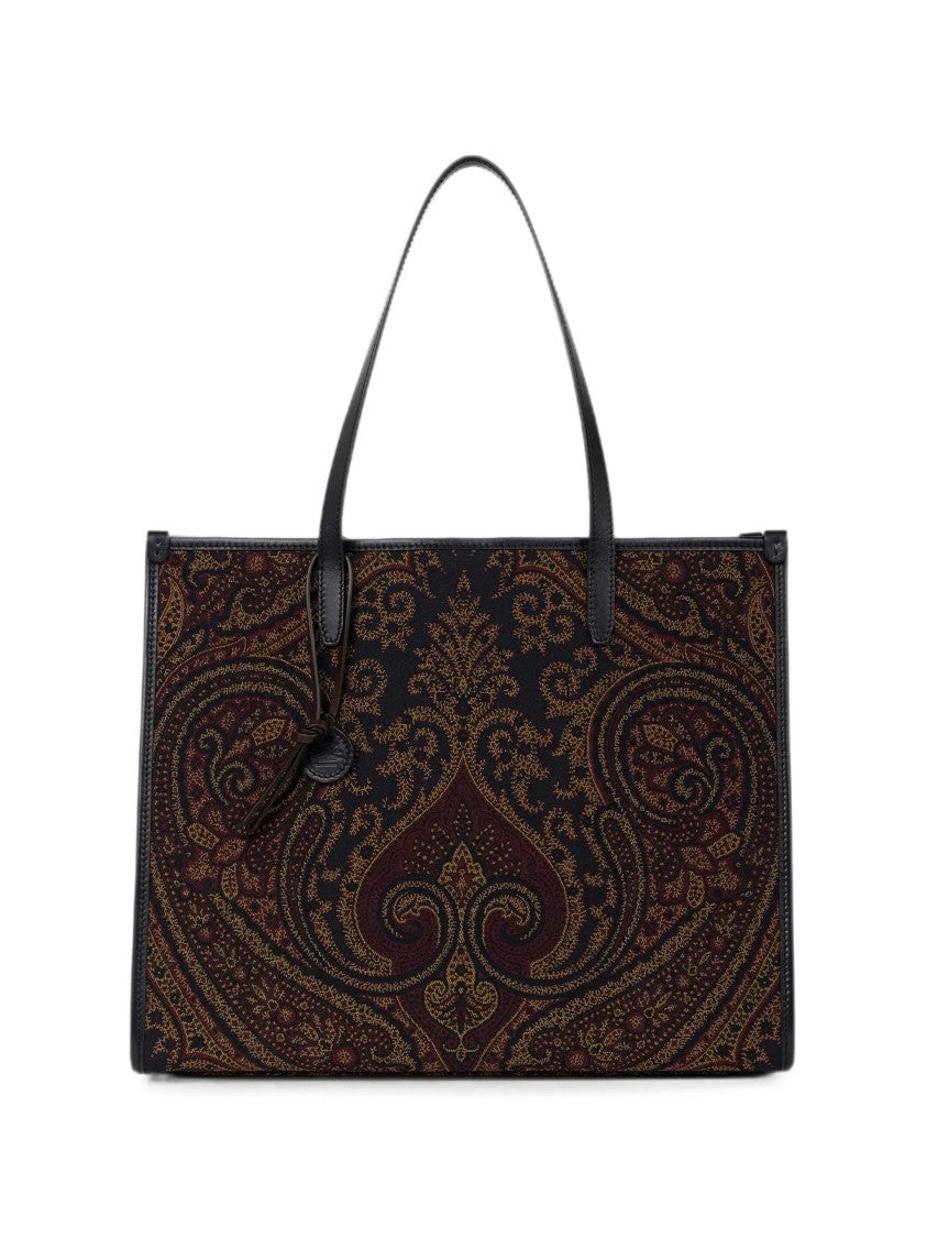 Etro Intricate Paisley Pattern Tote Bag With Leather Handles