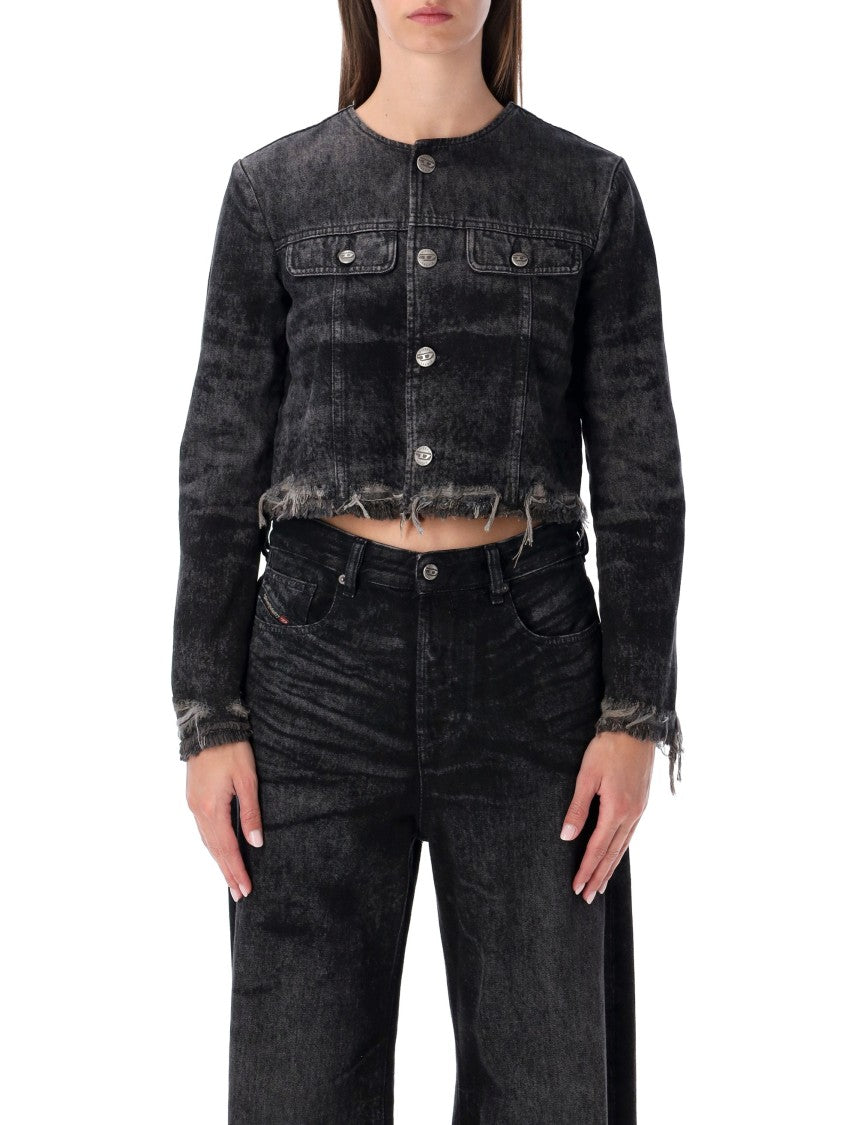 Diesel Runway Cropped Black Denim Jacket