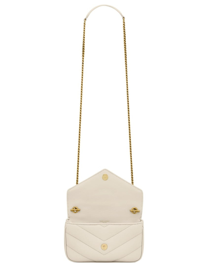 Saint Laurent Chevron Quilted Mini Shoulder Bag With Logo Closure