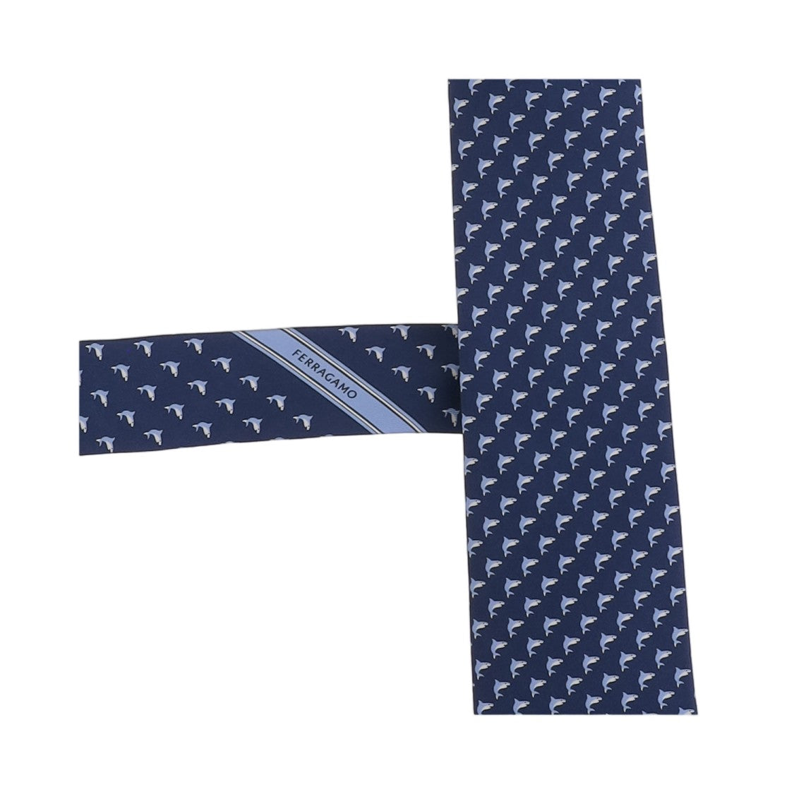 Salvatore Ferragamo Navy Patterned Silk Tie