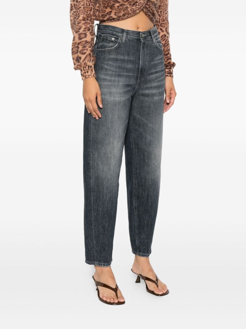 Dondup High-Waisted Relaxed-Fit Jeans With Vintage Wash