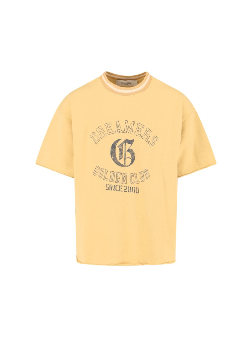 Golden Goose Crew-Neck T-Shirt With Distressed Black Logo