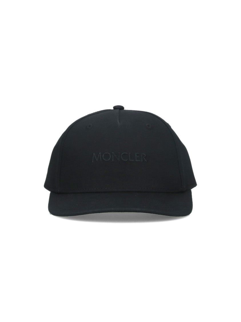 Moncler Black Baseball Cap With Tonal Logo Embroidery