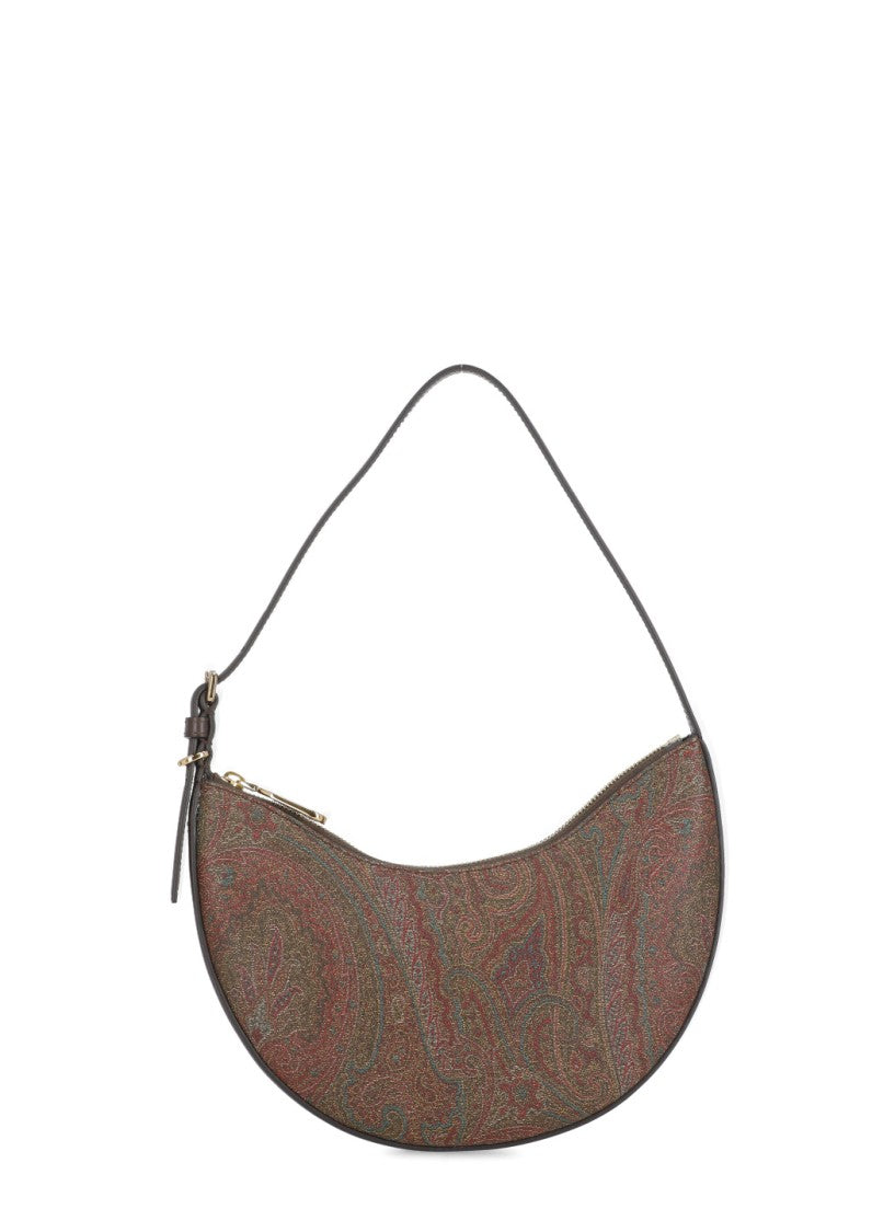 Etro Crescent-Shaped Brown Paisley Jacquard Handbag