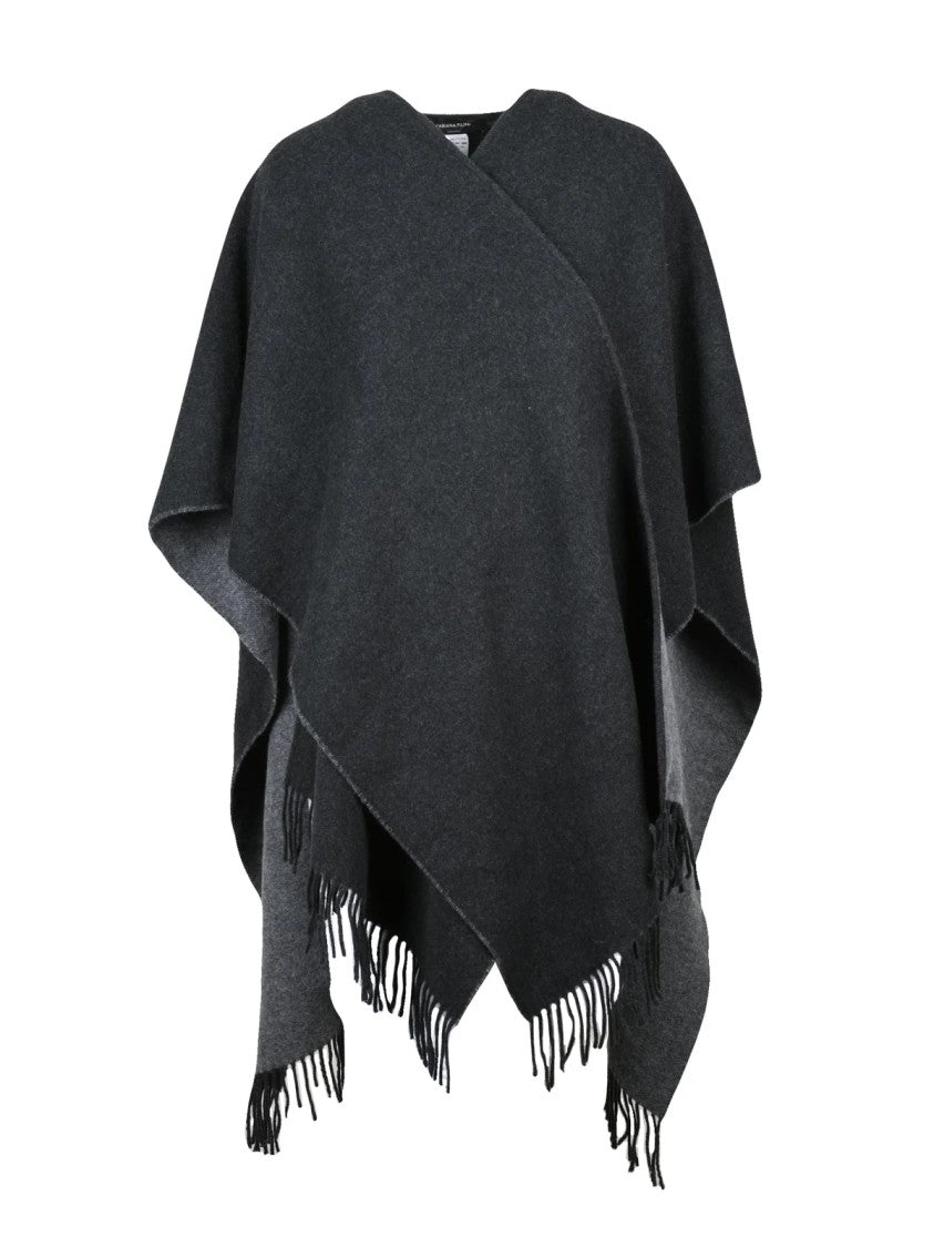 Fabiana Filippi Flowing Wool And Cashmere Blend Cape With Fringed Edges
